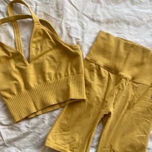 FREE PEOPLE GOOD KARMA SET TOP AND BOTTOM in YELLOW
